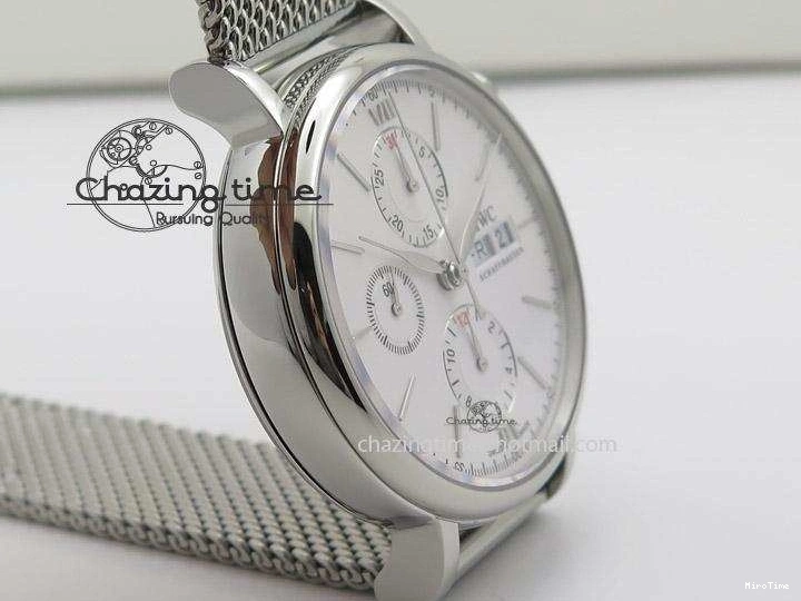 MIROTIME 0816 Portofino Chrono SS White Dial on SS Mesh Bracelet A Soft 7388